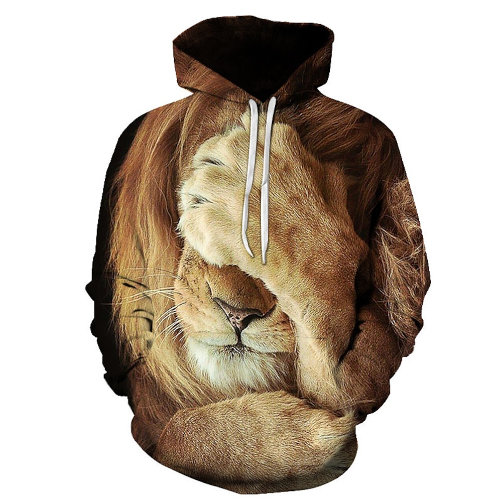 Herren Graphic Löwe Hoodie Sweatshirt Kapuze Hoodies Pullover Hoodie Sweatshirt Kapuze Langarm Sweatshirt mit Kapuze Mit Kapuze Kuschelig 3D-Druck Täglich Wochenende 1# 2# Designer Lightinthebox