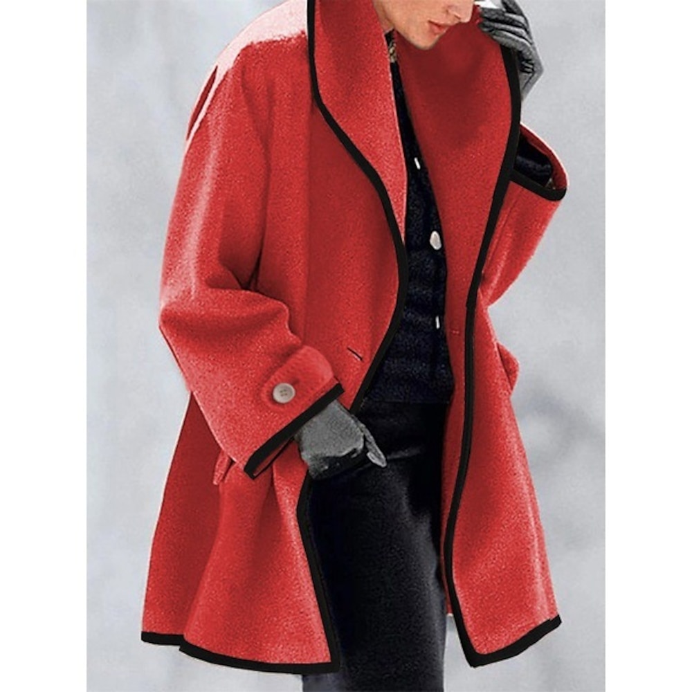 Damen Mantel B¨¹ro Alltagskleidung Casual Winter Herbst Lang Mantel warm halten Basic Einfach Klassisch Zeitlos Jacken Langarm Feste Farbe Mit Taschen Übergröße Blau Purpur Kamel Lightinthebox