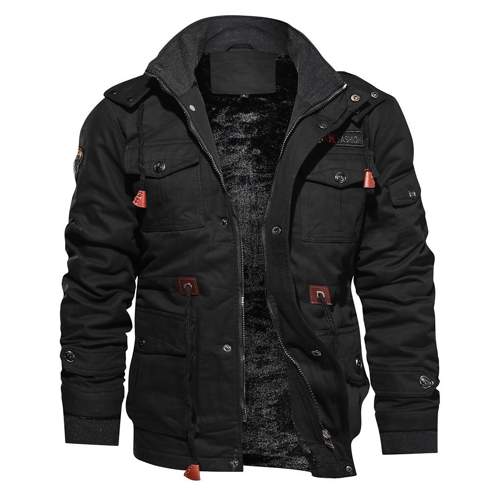 Herren Wintermantel Winterjacke Fleecejacke Jacke Strasse Casual Windundurchlässig warm halten Herbst Winter Taktisch Baumwolle Armeegrün Schwarz Kaki Jacken Lightinthebox