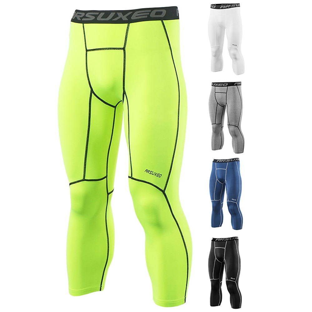 Arsuxeo Herren Laufhose Lang Kompressionshose Sportlich 3/4 Strumpfhosen / Corsaire Grundschicht Gamaschen Elasthan Sommer Fitness Fitnesstraining Laufen Joggen Übung Feuchtigkeitsabsorbierend Rasche Lightinthebox