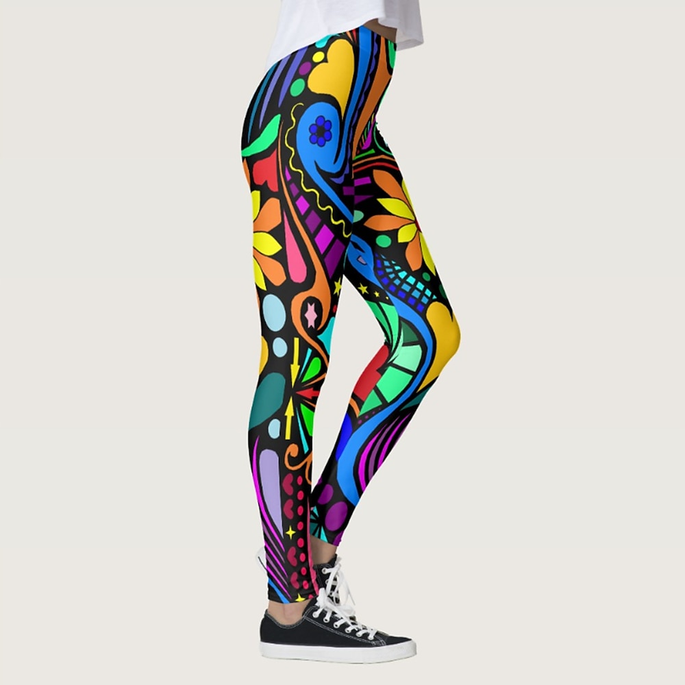 Damen Normal Leggins 3D-Druck Casual / sportlich Knöchellänge Hoher Taillenbund Tier Bedruckt Komfort Sport elastisch Festtage Schwarz Weiß Purpur Grün Dünn Lightinthebox