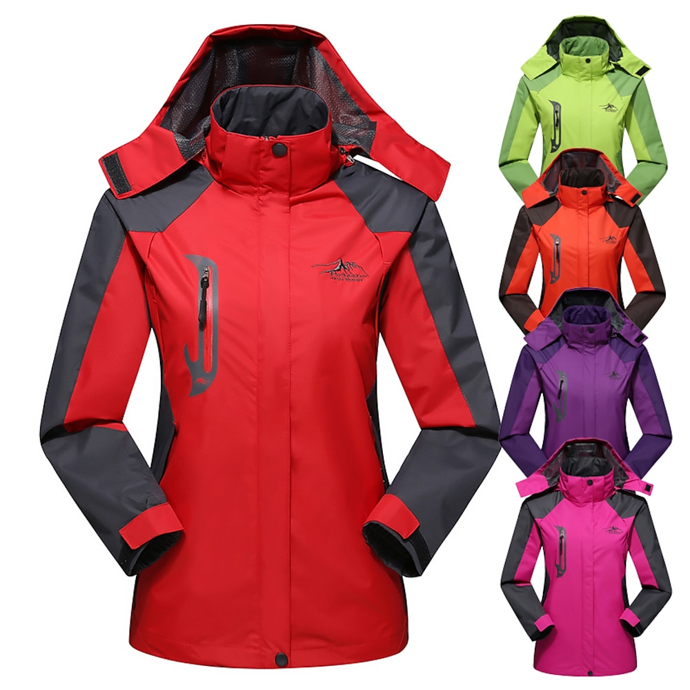 Damen wasserdichte Regenjacke mit Kapuze leichte Wanderjacke Gorpcore Windjacke Outdoor winddicht atmungsaktiv verschleißfest Jacke Top durchgehender Reißverschluss Jagd Klettern blau lila gelb rot Lightinthebox