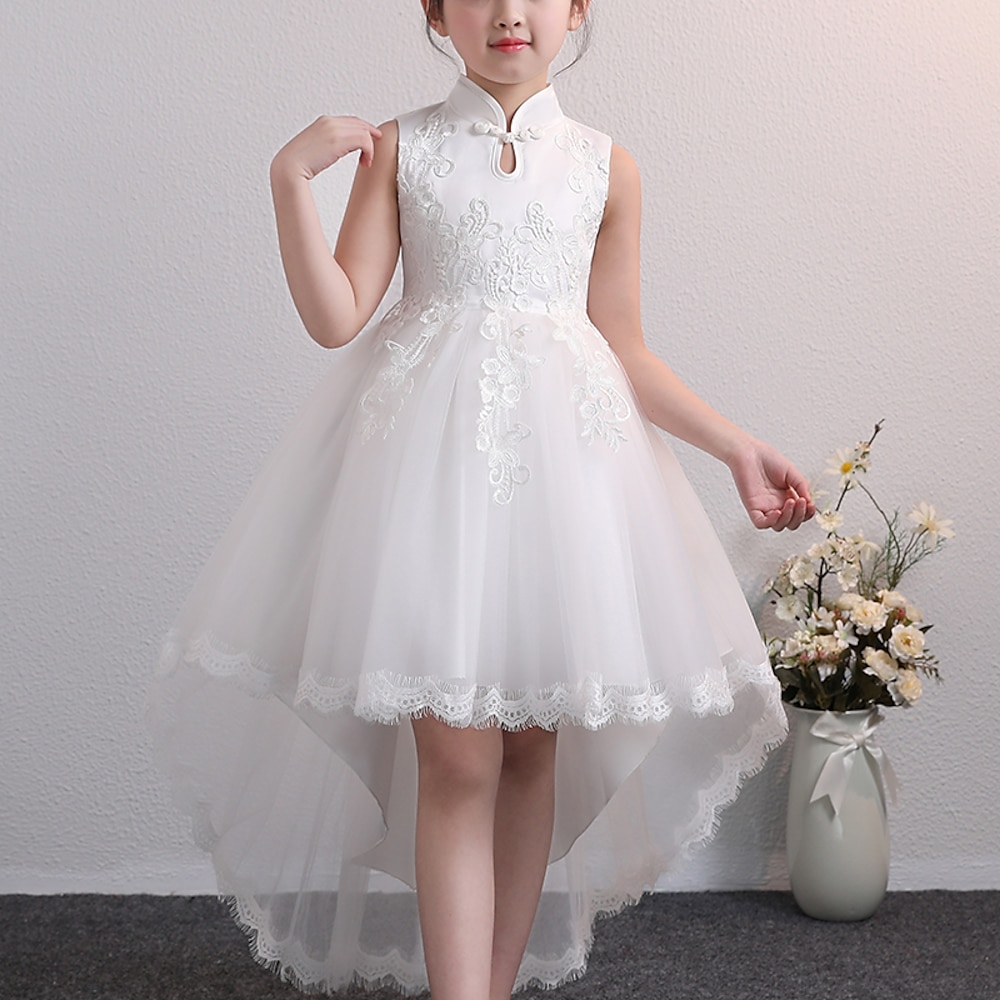 kinderkleidung Mädchen Blumenmädchen Kleid Kleid Blumen Ärmellos Hochzeit Party Besondere Anlässe mit Schnürung Kuschelig Chinoiserie Polyester Knielang Blumenmädchenkleid Sommer Frühling 3-12 Jahre Lightinthebox