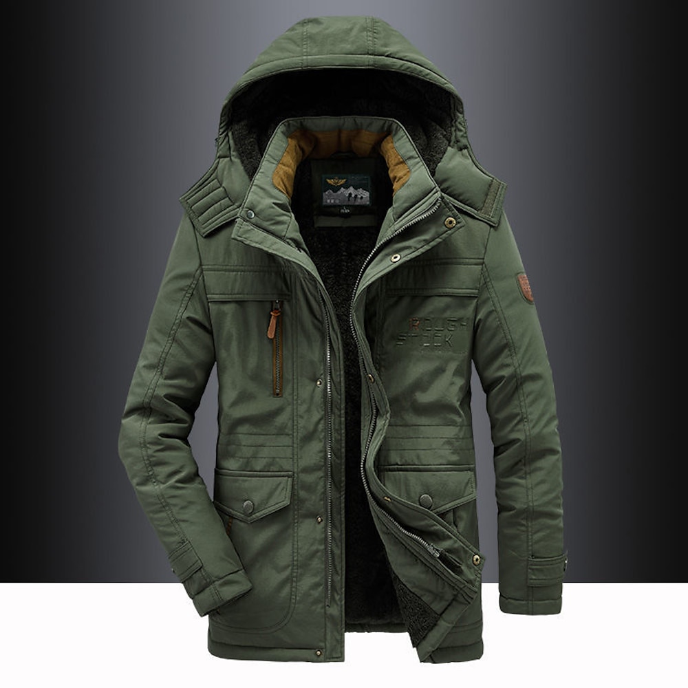 Herren Wander Fleecejacke Winterjacke Dicker warmer Kapuzenparka Militär Windjacke Outdoor Abnehmbare Mütze Trenchcoat Oberbekleidung Jagd Ski Snowboard Camping Höhlenforschung Schwarz Armee Grün Khaki Dunkelblau Lightinthebox