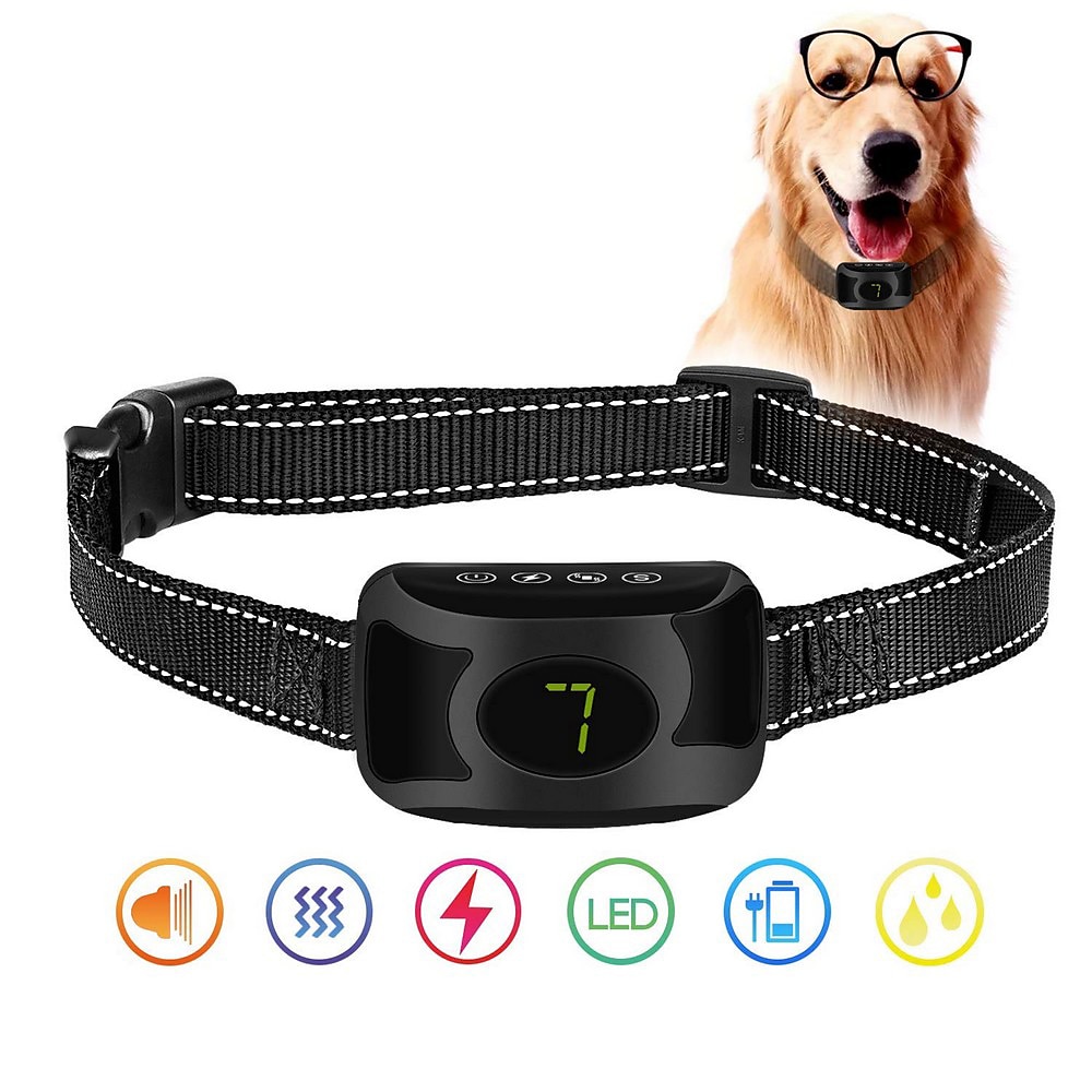 Anti Bark Collar wiederaufladbar regendicht No Bark Training Collar Beep Vibrationsschock Modi Anti Bark Collar Stop Pet Produkt Lightinthebox