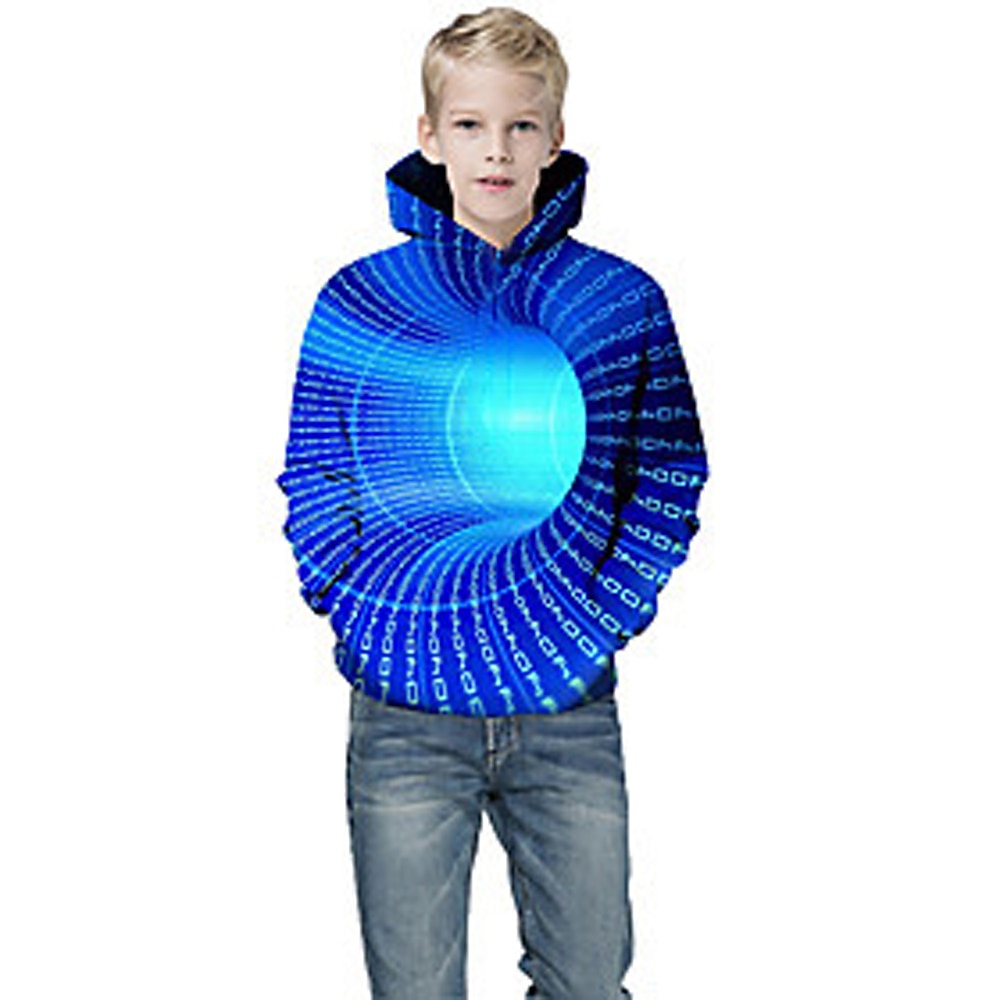 Kinder Jungen Kapuzenshirt Langarm 3D-Druck Graphic Grün Blau Grau Kinder Oberteile Frühling Herbst Cool Täglich 3-12 Jahre Lightinthebox