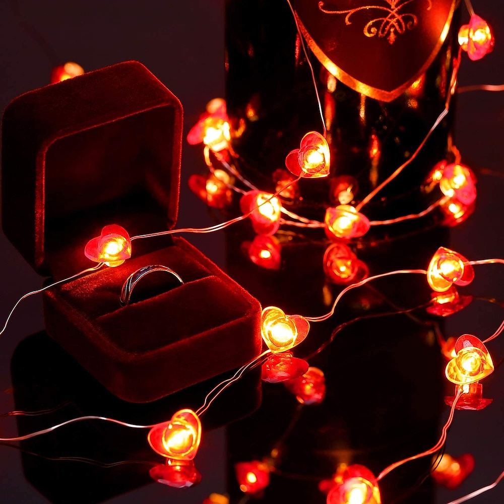 Lichterkette in Herzform, 4 m, 40 LEDs, batteriebetriebene Lichterkette für romantische Weihnachtsdekoration Lightinthebox