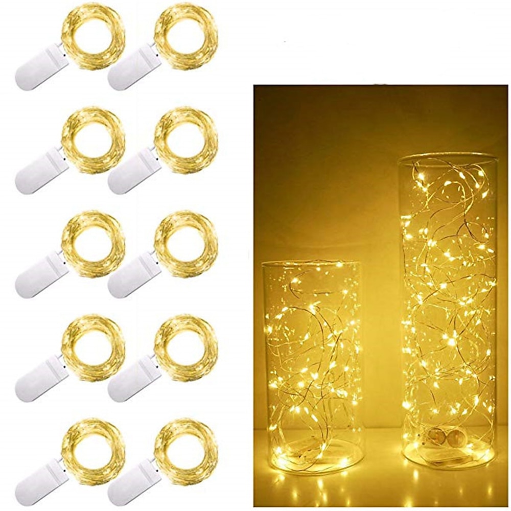 10 stücke led lichterketten 1 mt 10 leds kupferdraht lichterketten batteriebetrieben für weihnachtsgirlande party hochzeit dekoration ohne batterie Lightinthebox