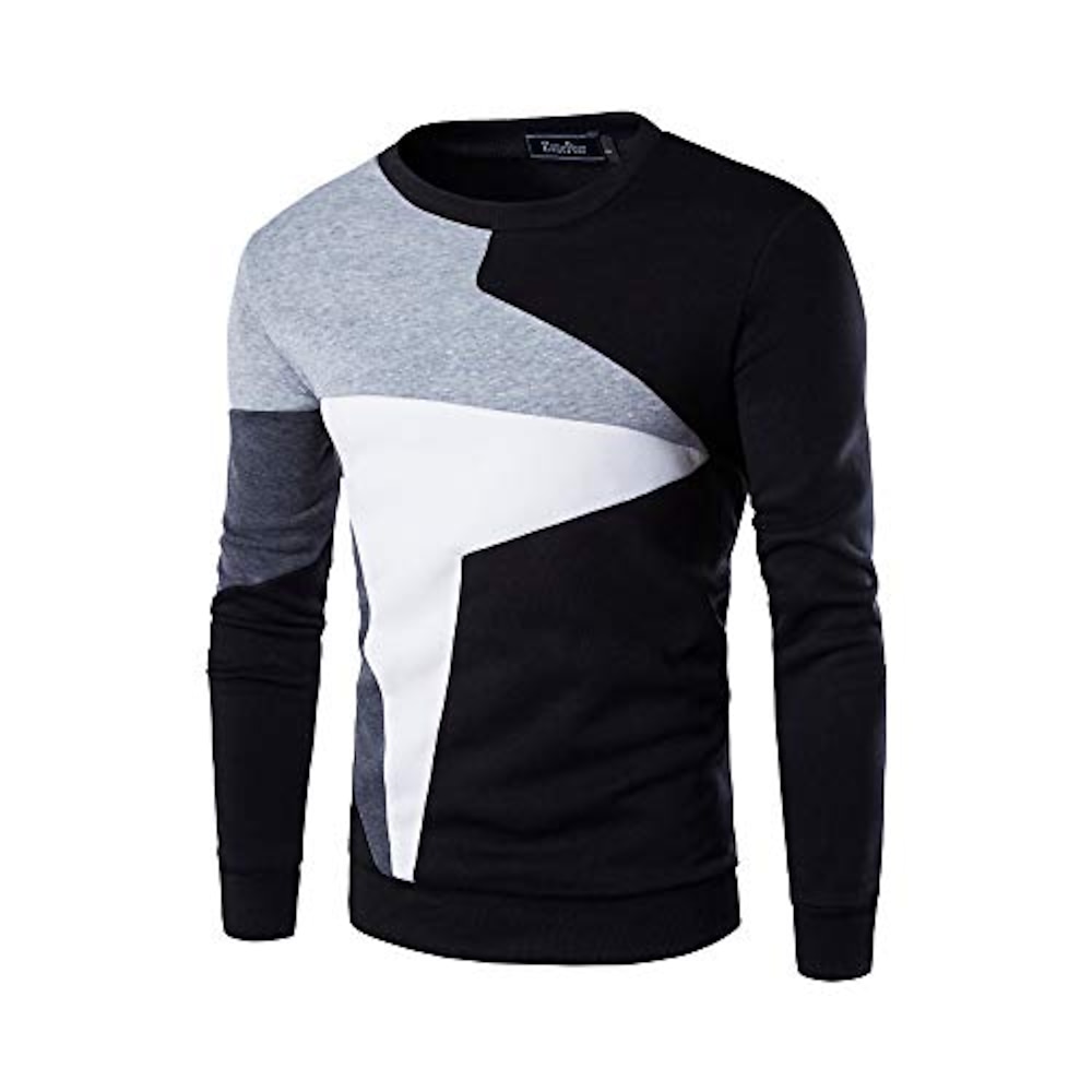 Herren Sweatshirt Pullover Blau Grau Schwarz Rundhalsausschnitt Farbblock Baumwolle Vlies Cool Casual Winter Bekleidung Kapuzenpullover Sweatshirts Langarm Lightinthebox