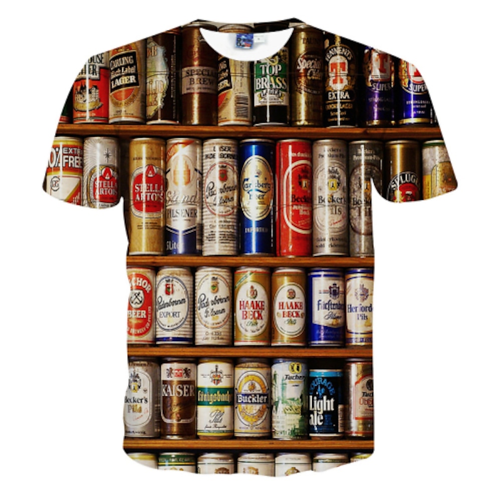 Herren Graphic Bier Hemd T Shirt Lustige T-Shirts Kurzarm T-Shirt 3D-Druck Rundhalsausschnitt Hemd Aktiv Täglich Weiß Sommer Bekleidung S M L XL XXL 3XL Lightinthebox