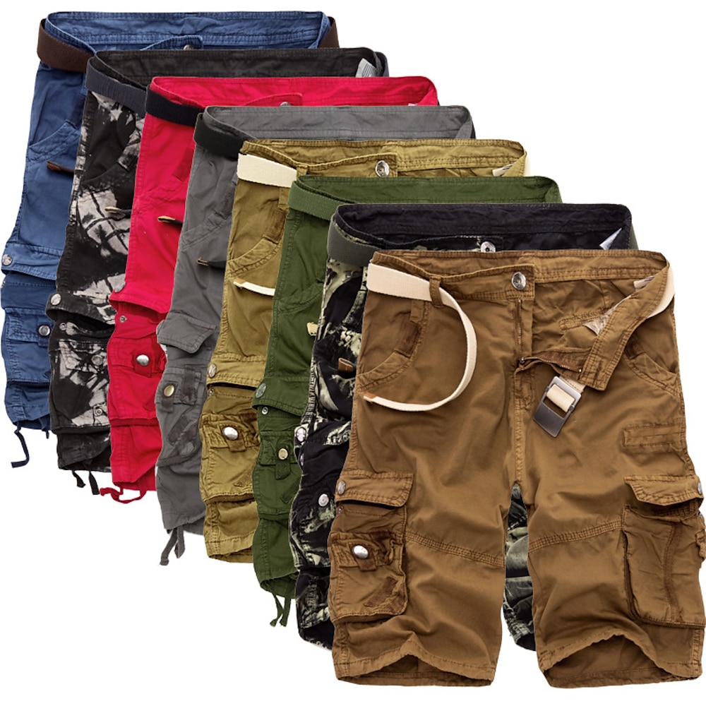 Herren Cargo Shorts Kurze Hosen Kurze Hose für Wanderer Bein Kordelzug Multi Pocket Mehrere Taschen Glatt Tarnfarben Atmungsaktiv Draussen Knielänge Casual Täglich Strassenmode Stilvoll Gelb Armeegrün Lightinthebox