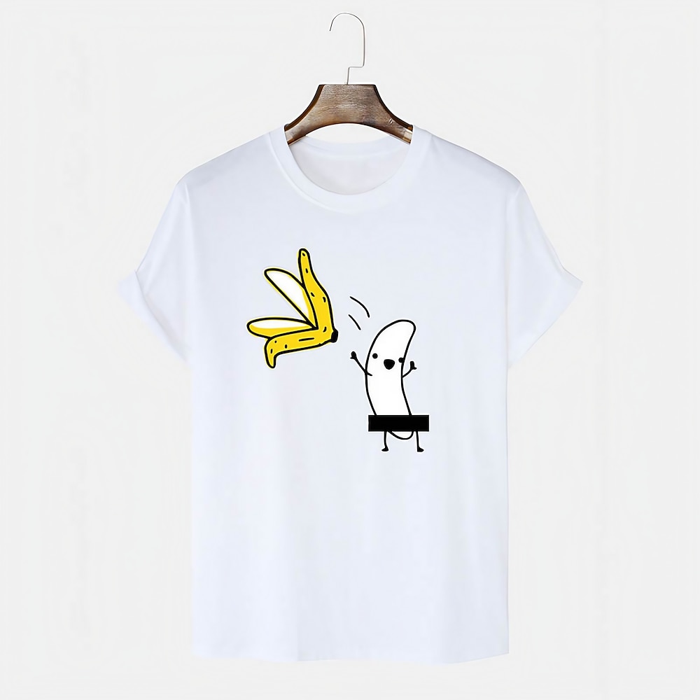 Herren Banane Hemd T Shirt 100% Baumwolle Kurzarm Grafik Hemd Wein Heather Grey Schwarz Bequemes T-Shirt Urlaub Modedesigner-Kleidung Lightinthebox