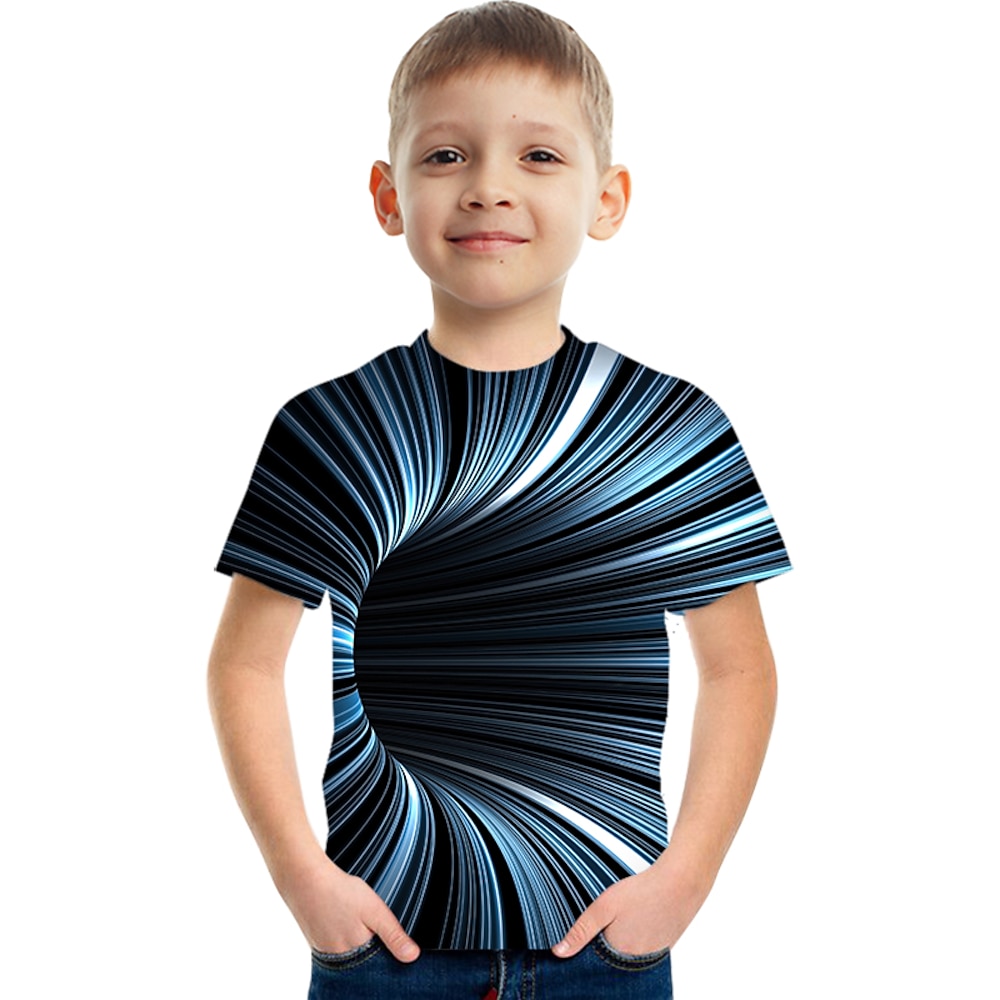 Jungen 3D Graphic Farbblock 3D-Druck T-Shirt Kurzarm 3D-Druck Sommer Sport Strassenmode Basic kinderkleidung 3-12 Jahre Lightinthebox