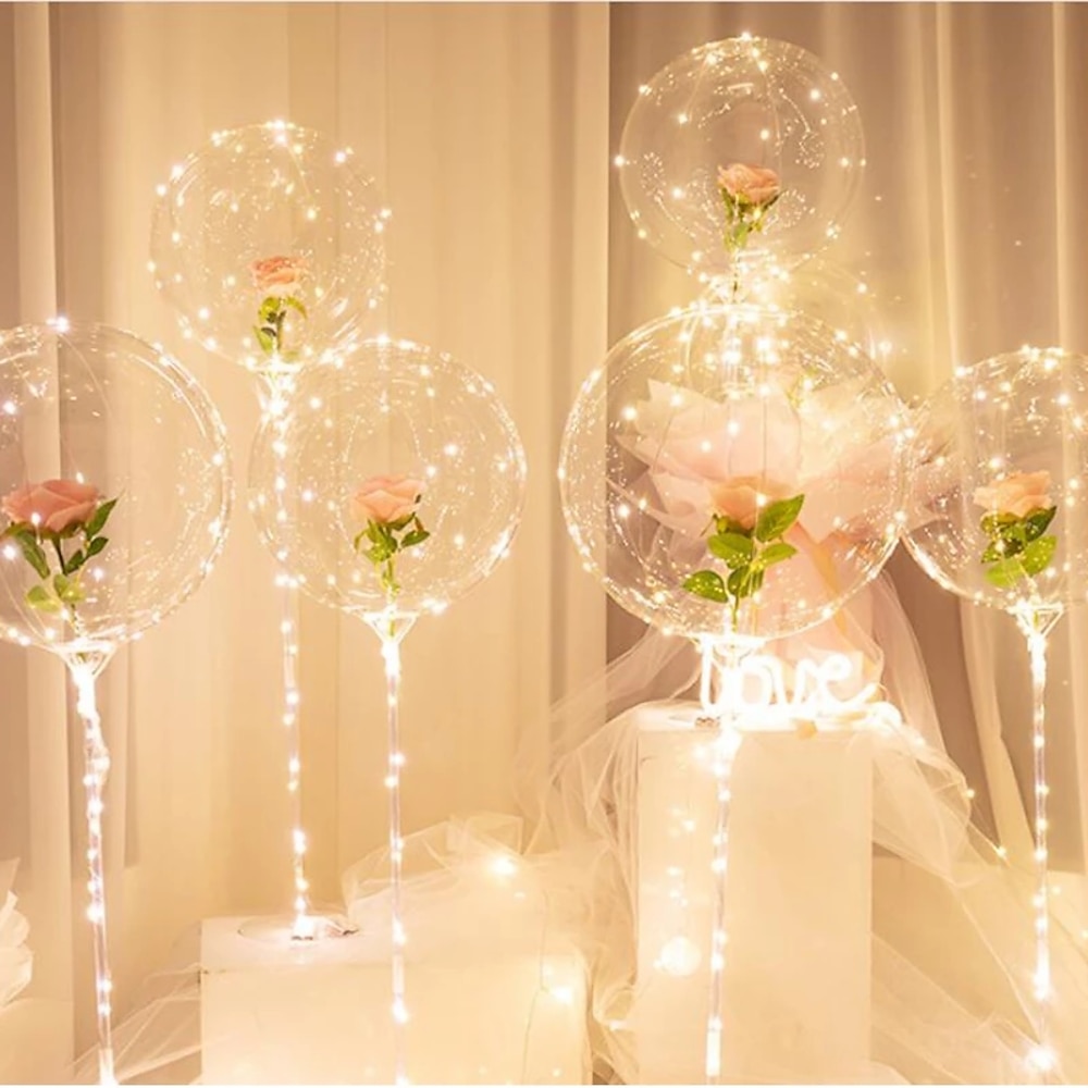 LED-Ballonlichter, transparente Folie, Ballon, Dekoration, Licht für Party, Geburtstag, Hochzeit, Weihnachten, Dekoration, Wohnkultur, Säulenständer mit Sockel Lightinthebox