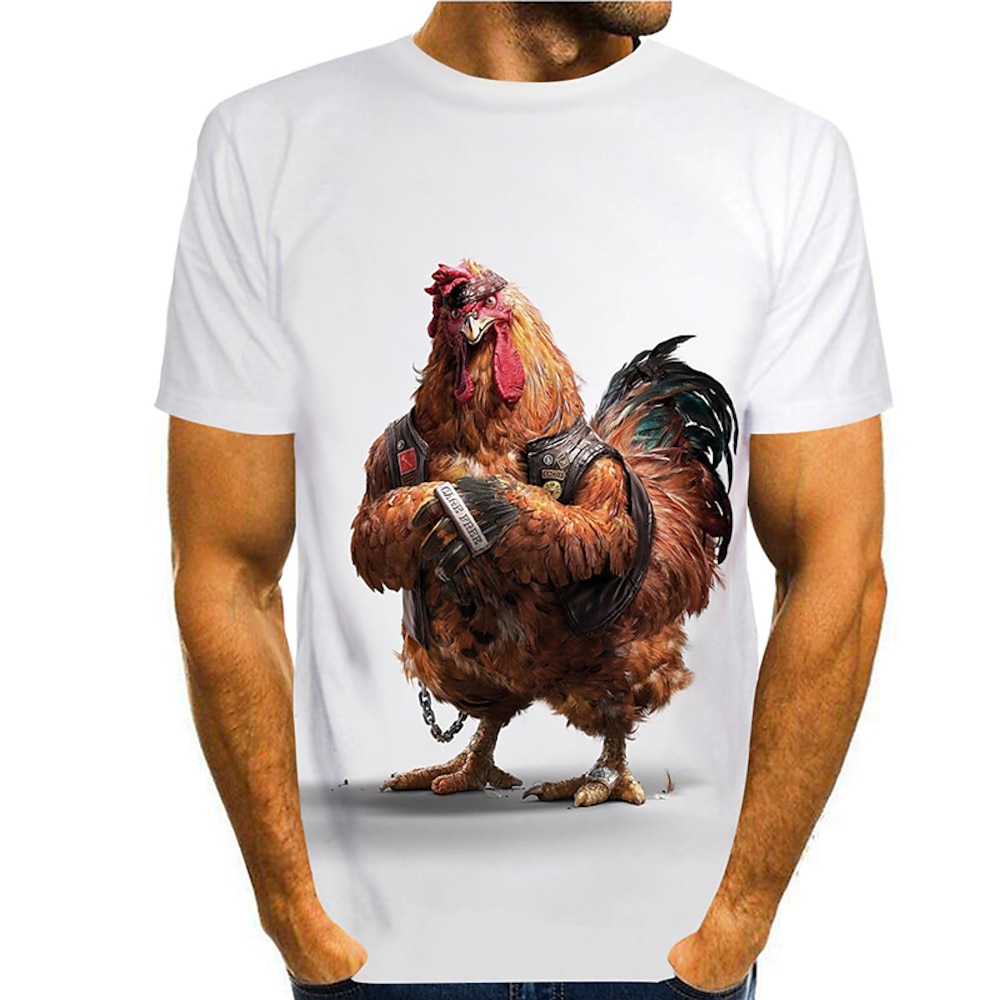 Herren Tier Grafik-Drucke Hühnchen T Shirt Lustige T-Shirts Kurzarm T-Shirt 3D-Druck Rundhalsausschnitt Hemd Kuschelig Designer Zeichentrick Täglich Festtage A B C Sommer Bekleidung S M L XL XXL 3XL Lightinthebox