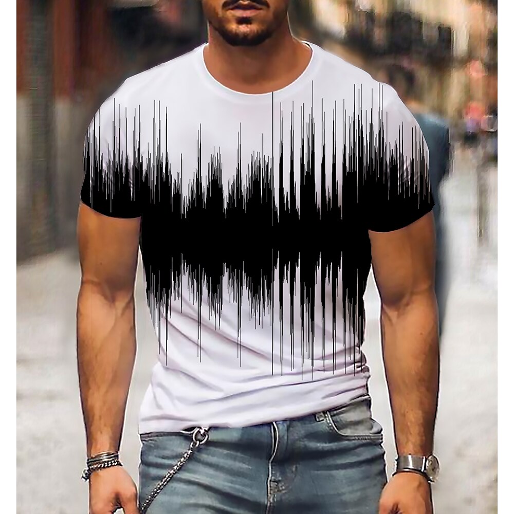 Herren Graphic 3D Hemd T Shirt Kurzarm T-Shirt 3D-Druck Rundhalsausschnitt Hemd Strassenmode Täglich Ausgehen Schwarz / Weiß Schwarz Weiß Bekleidung Übergröße Normal S M L XL XXL 3XL 4XL Lightinthebox