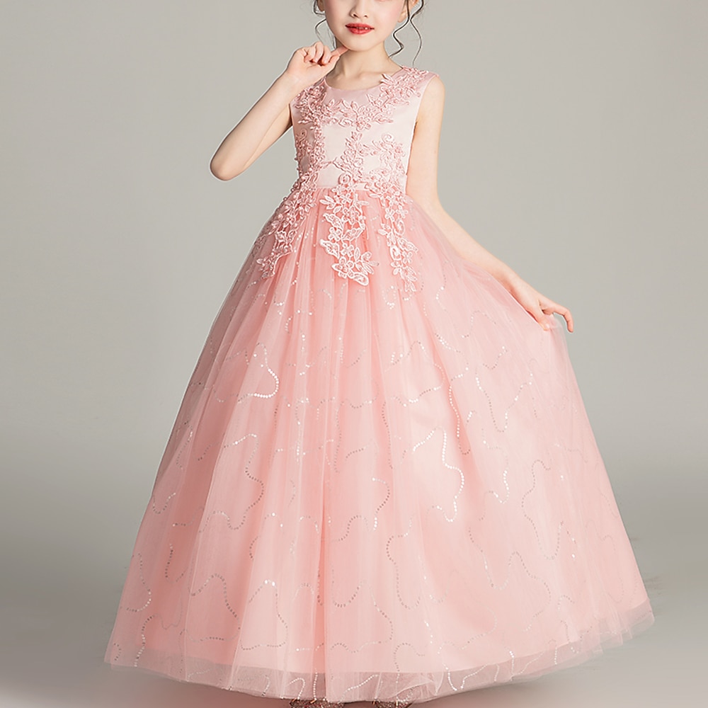 kinderkleidung Mädchen Blumenmädchen Kleid Kleid Blume Ärmellos Hochzeit Party Schleife Prinzessin Süß Polyester Maxi Rosa Prinzessinnenkleid Blumenmädchenkleid Sommer 4-13 Jahre Weiß Rosa Wein Lightinthebox