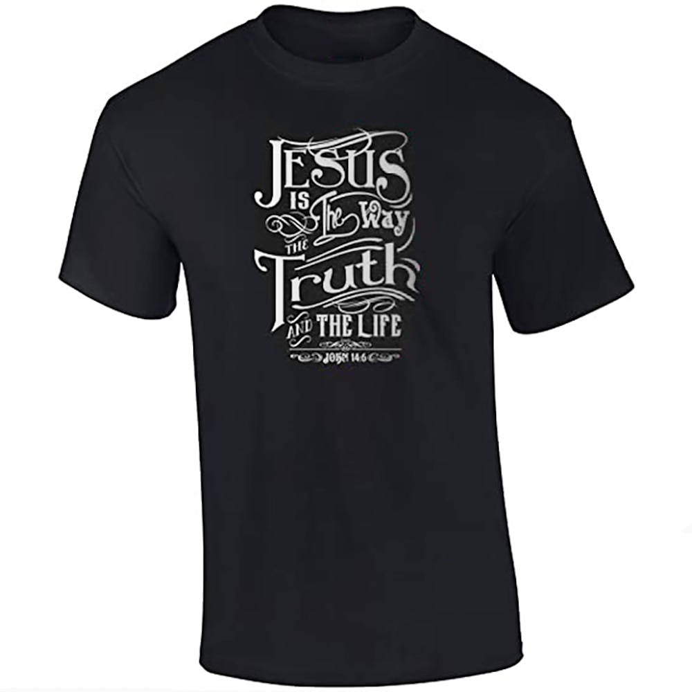 Herren Buchstabe Jesus T Shirt Tee Baumwolle Kurzarm Grafik Hemd Schwarz Rosa Blau Bequemes T-Shirt Casual Modedesigner-Kleidung Lightinthebox