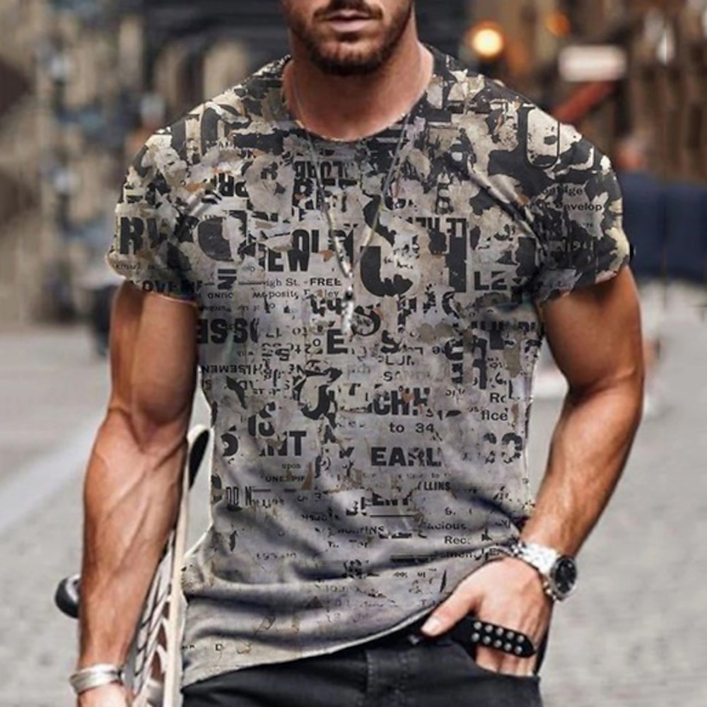 Herren Graphic T Shirt Tee Distressed-T-Shirt Kurzarm T-Shirt 3D-Druck Rundhalsausschnitt Hemd Vintage Designer Basic Casual Täglich Wochenende A B C Sommer Bekleidung Übergröße S M L XL XXL 3XL 4XL Lightinthebox