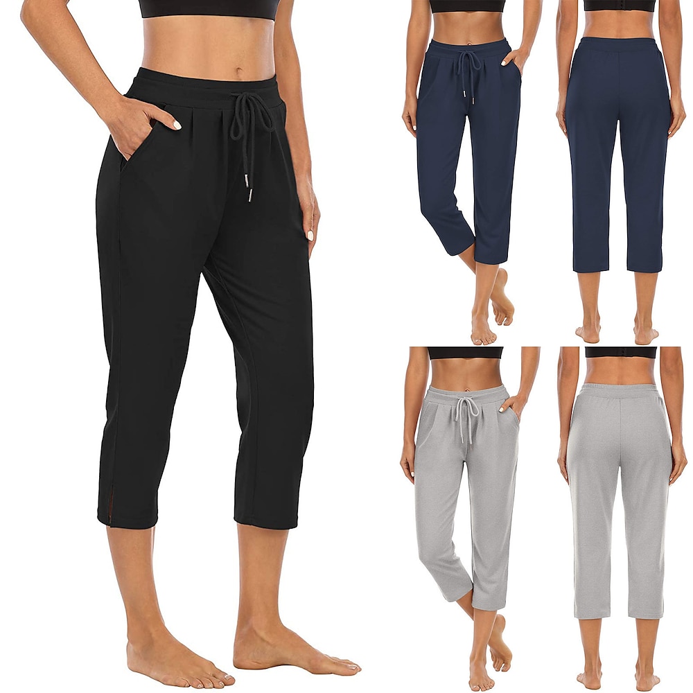 Damen Jogginghose Jogger Sporthose Tasche Kordelzug Hoher Taillenbund Capris Sportlich Athlässigkeit Atmungsaktiv Rasche Trocknung Feuchtigkeitsabsorbierend Yoga Fitness Fitnesstraining / Modisch Lightinthebox
