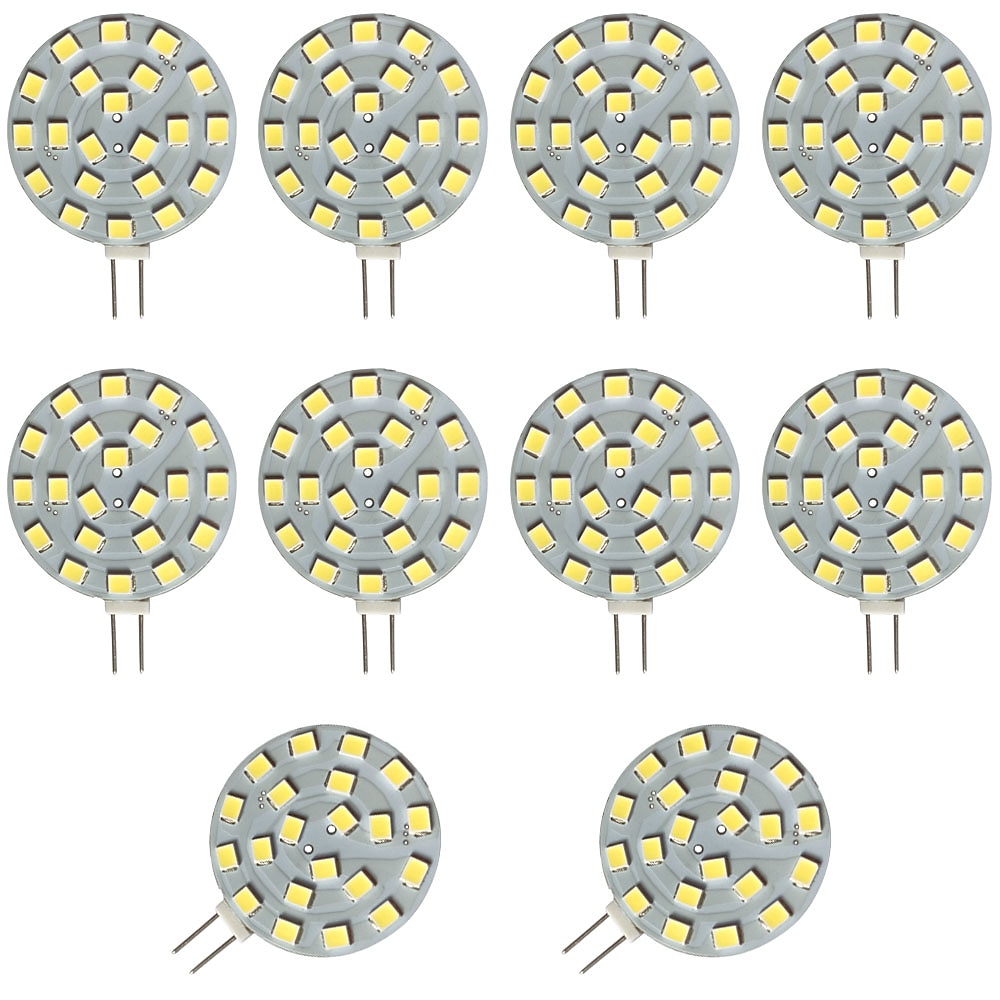 10 Stück 2 W G4 LED Disc Bi-Pin Glühbirne 200 lm 21 LED SMD2835 Warmweiß 20 W Halogen-Äquivalent für Puck-Leuchten in Wohnmobilen, Anhängern, Wohnmobilen, Automobilbeleuchtung, 12-24 V Lightinthebox