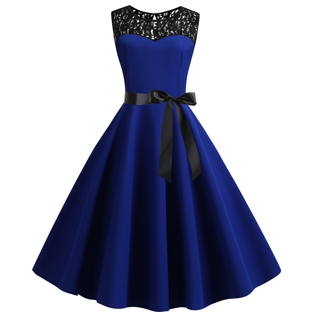 Retro Vintage Hepburn Cocktailkleid Vintage-Kleid Kleid Flare-Kleid Audrey Hepburn Damen Erwachsene Jacquard Cosplay Kostüm A-Linie Normal Karneval Casual Kleid Kleid Ganzjährig Lightinthebox