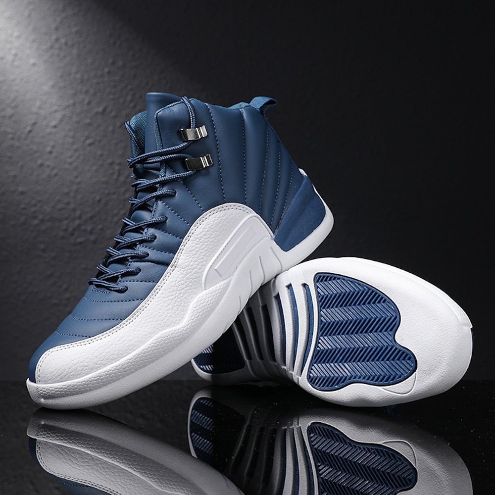 blau-weiße High-Top-Basketball-Sneaker für Herren mit rutschfester Sohle - stylisches Sportschuhwerk für Sport und Freizeit Lightinthebox