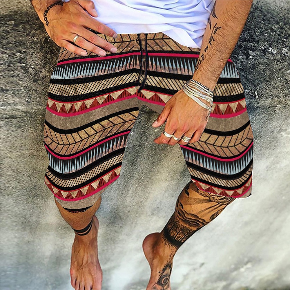 Herren Shorts Kurze Hosen Sommer-Shorts Strandshorts Kurze Hosen Elastische Taille Bedruckt Grafik-Drucke Draussen Knielänge Täglich Strand Hawaiianisch Chino Schwarz Gelb Mikro-elastisch Lightinthebox