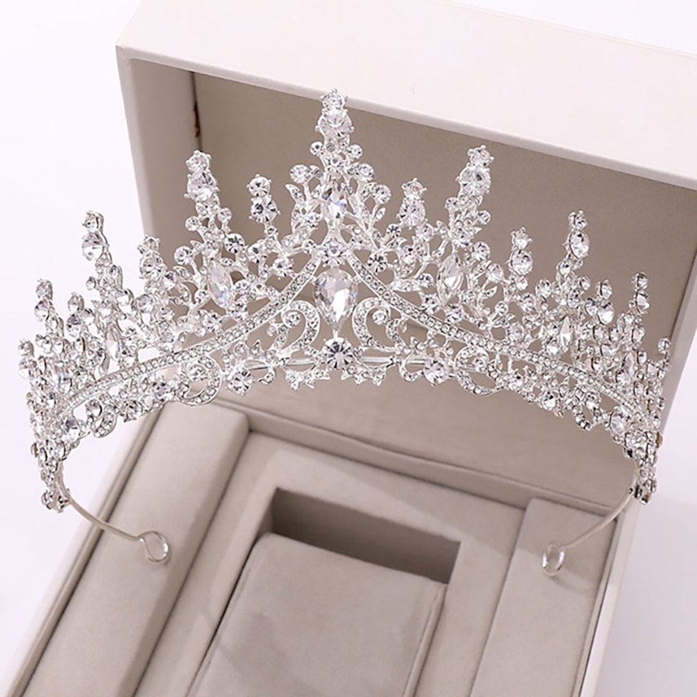 braut kopfschmuck luxus kristall strass barock handgemachte bunte kristall strasskrone multicolor tiara zubehör braut kopfschmuck Lightinthebox