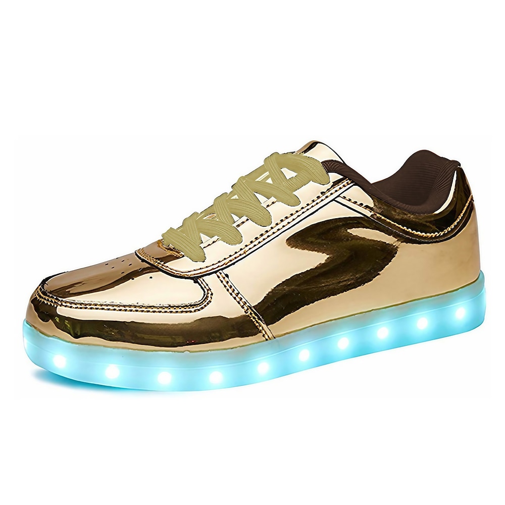 Herren Turnschuhe LED Schuhe Wanderschuhe Täglich PU Höhe-Erhöhung Stiefeletten / Stiefeletten Schnürsenkel Silber Schwarz Weiß Frühling Lightinthebox