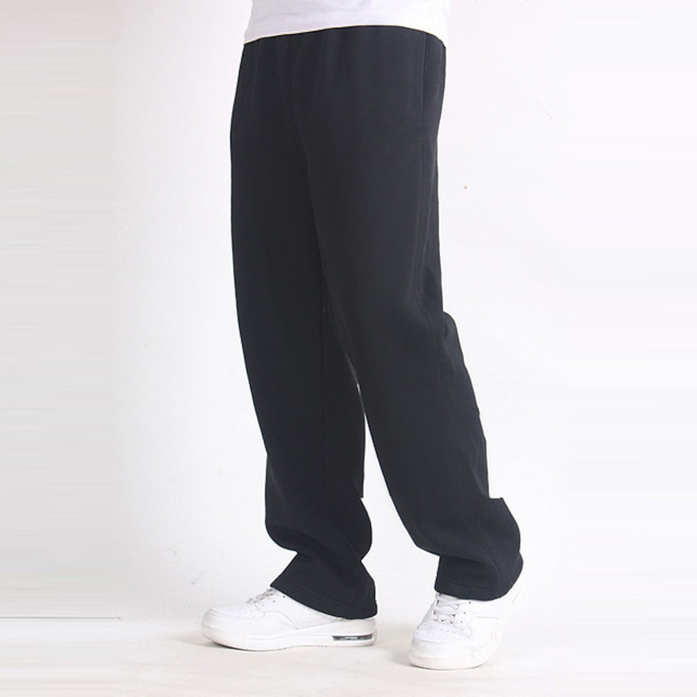 Herren Fleecehosen Jogginghose Trainingshose Jogginghose Jogger Hose Hosen Jogginghose mit geradem Bein Elastische Taille Gerade geschnitten Feste Farbe Glatt Atmungsaktiv Komfortabel In voller Länge Lightinthebox