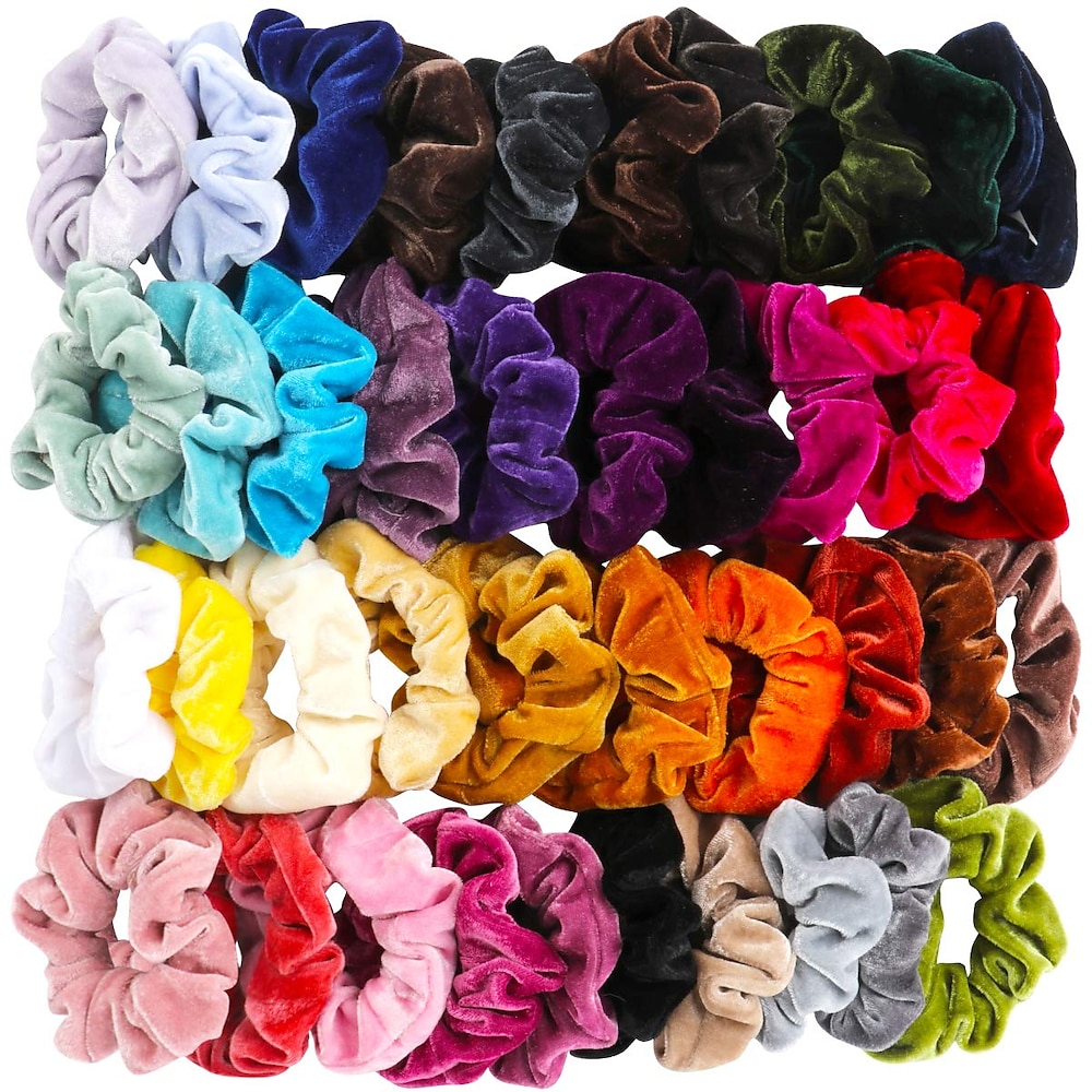 40 Stück Haargummis samt elastischen Haarbändern Haargummis Haargummis Seile Scrunchie für Frauen oder Mädchen Haarschmuck 40 verschiedene Farben Lightinthebox