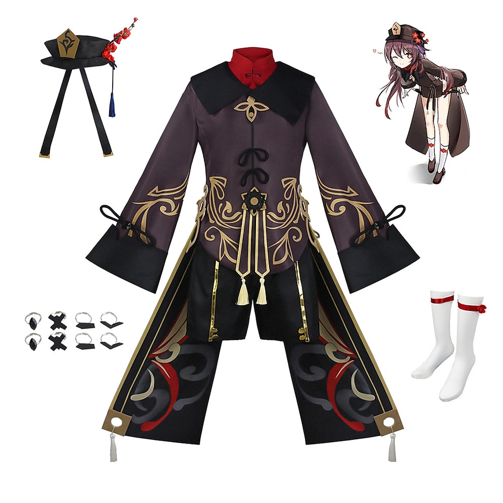 Inspiriert von Genshin-Einschlag hutao Anime Cosplay Kostüme Japanisch Cosplay-Anzüge Austattungen Perücken oben Kragen Taille Accessoire Für Damen / Gürtel / Socken / Mehre Accessoires / Unterhose Lightinthebox