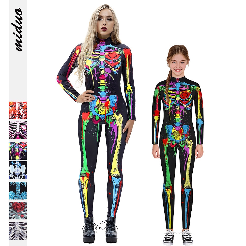 Cosplay Kostüm Austattungen Bodysuit Knielänge Socken Sportsocken Anzug Socken Skelett Totenkopf Herren Damen Kinder Kostüm für Junior Erwachsene Polyester Print Karneval Silvester Lightinthebox