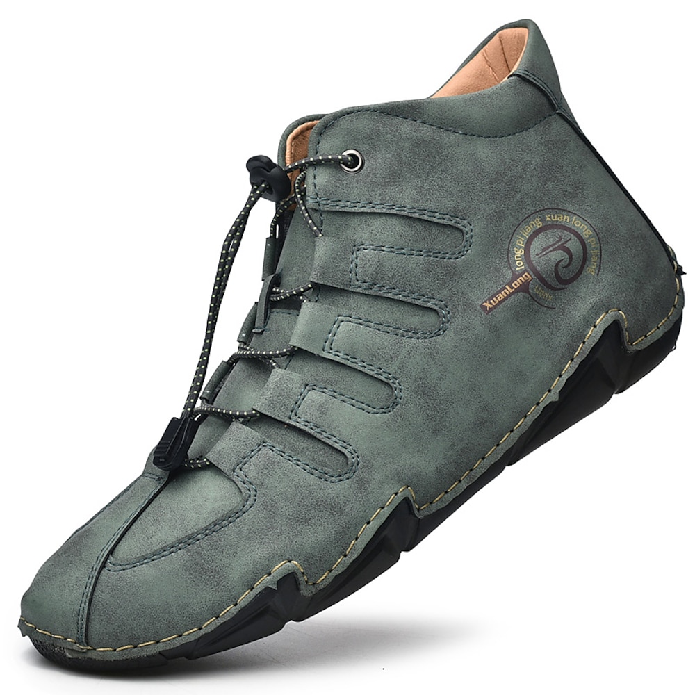 Herren Stiefel Gehäkelt Lederschuhe Handgefertigte Schuhe Komfort Schuhe Sport Klassisch Brautkleider schlicht Outdoor Täglich Leder Kunststoff warm halten Handgemacht Rutschfest Stiefeletten Lightinthebox