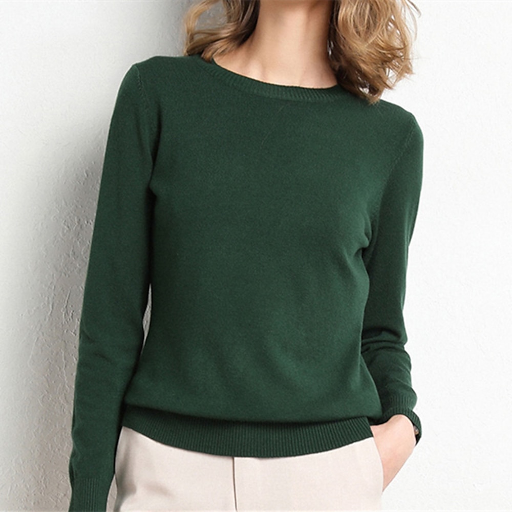 Weihnachtspullover für Damen, Rundhalsausschnitt, Strick, klassischer Stil, dünn, für Herbst und Winter, für die Arbeit, lässig, alltagstauglich, klassisch, leger, St. Patrick's Day, lange Ärmel, Lightinthebox