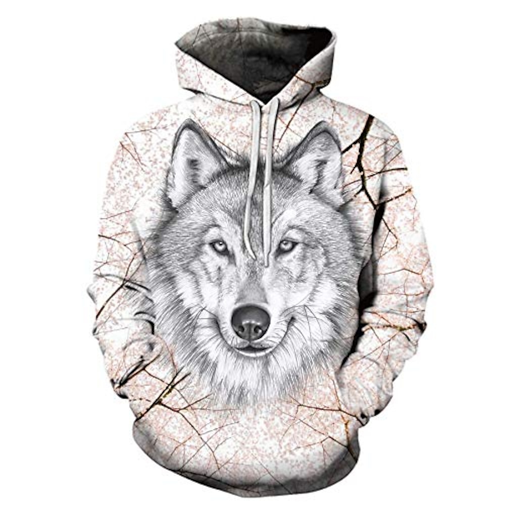 Herren Wolf Tier gemustert Hoodie Sweatshirt Kapuze Hoodies Pullover Hoodie Sweatshirt Kapuze Langarm Sweatshirt mit Kapuze Mit Kapuze Vintage WY-0325 WY-0326 Designer Lightinthebox