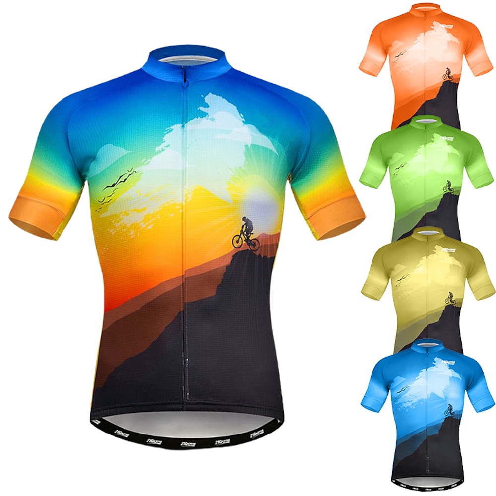 21Grams Herren Kurzarm Fahrradtrikot Sommer Elastan Lycra Polyester Blau gelb Schwarz / gelb Schwarz / Orange Neuheit Lustig Fahhrad Trikot / Radtrikot Oberteile Bergradfahren Straßenradfahren Lightinthebox