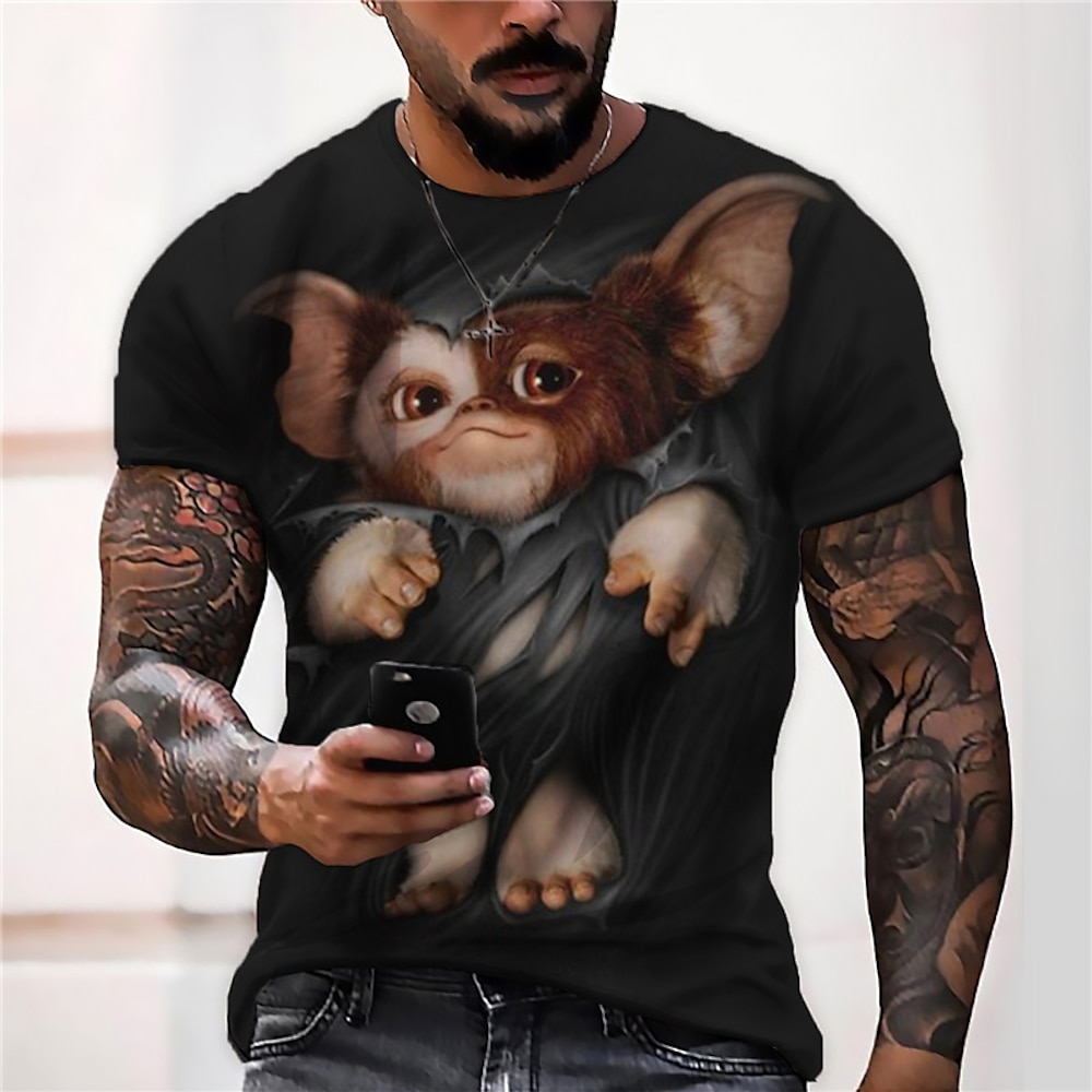 Herren Unisex Tier Grafik-Drucke T Shirt Halloween-Shirt Kurzarm T-Shirt 3D-Druck Rundhalsausschnitt Hemd Designer Brautkleider schlicht Groß und hoch Täglich Festtage Schwarz Sommer Bekleidung S M L Lightinthebox