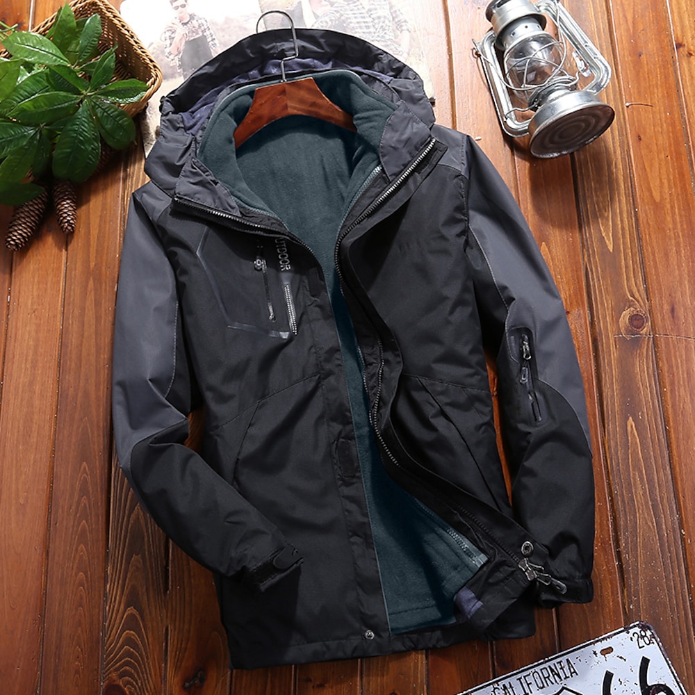 Herren 3-in-1-Jacken wandern Skijacke Winter Draussen Fleecejacke für Wanderer Winter Draussen warm halten Wasserdicht Windundurchlässig Abnehmbares Vlies Kapuzenshirt Windbreaker Windjacke Trench Lightinthebox