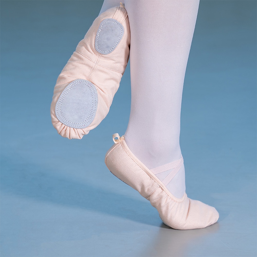 Ballettschuhe mit geteilter Sohle für Damen und Mädchen - weiche Canvas-Schläppchen mit elastischen Riemen für Ballettunterricht und Aufführungen Lightinthebox