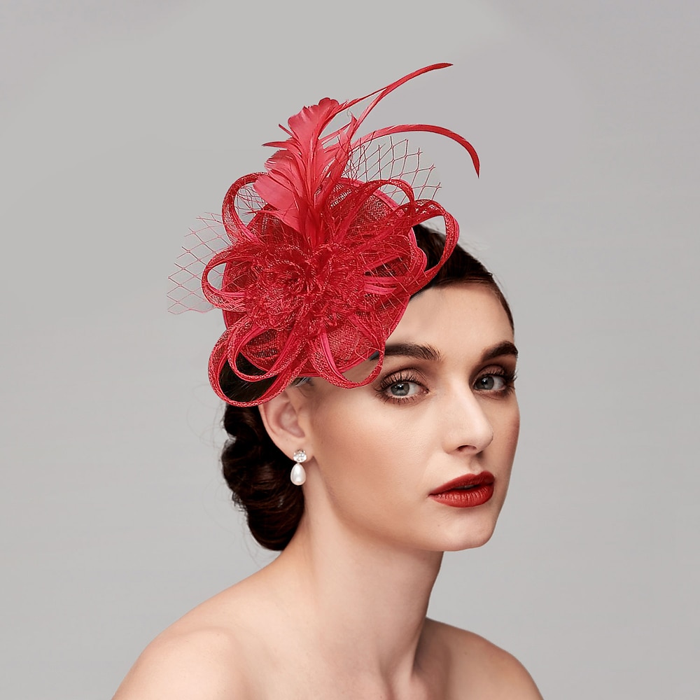 Fascinator-Hüte, Kopfbedeckung, Federn, Netz, Untertassenhut, Hochzeit, Pferderennen, Ladies Day, Melbourne Cup, Cocktail mit Federkappe, Kopfbedeckung, Kopfbedeckung, Kleid zum Beeindrucken 2025 Lightinthebox