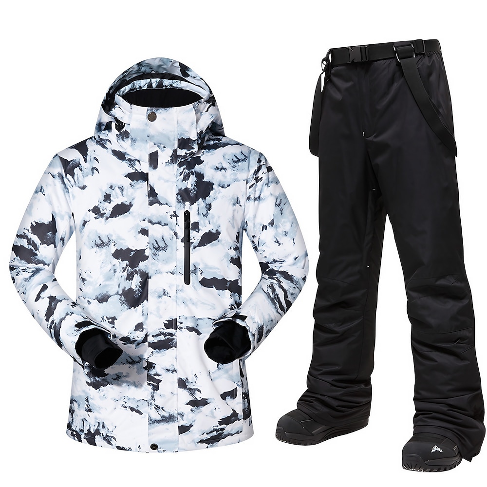 MUTUSNOW Herren Skijacke mit Trägerhose Skianzüge Außen Winter warm halten Wasserdicht Windundurchlässig Atmungsaktiv Abnehmbare Kapuze Schneeanzug Sportkleidung für Skifahren Snowboarden Wintersport Lightinthebox