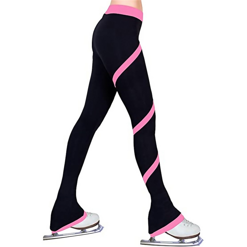 Hosen für den Eiskunstlauf Damen Mädchen Eislaufen Leggings Dunkelrosa Weiß Rosa Vlies Spandex Hochelastisch Ausbildung Praxis Wettbewerb Eiskunstlaufkleidung warm Eislaufen Eiskundstlauf Lightinthebox