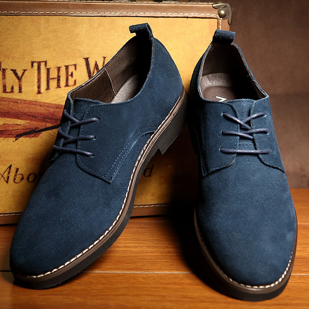 Marineblaue Oxford-Schuhe aus Wildlederimitat für Herren - klassische formelle Schnürschuhe mit bequemer Sohle für geschäftliche und legere Anlässe Lightinthebox