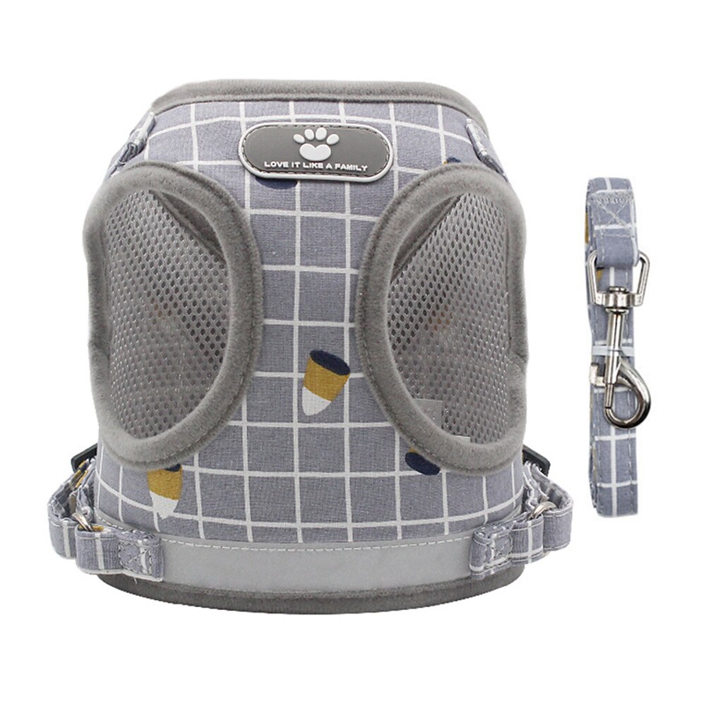 Plaid Katzengeschirr und Blei Set Fluchtschutz reflektierende Soft Mesh Brustgeschirr für Kätzchen kleine Hunde Welpe kein Zug leicht auf Schritt in Weste Geschirr für Chihuahua Walking Training Lightinthebox