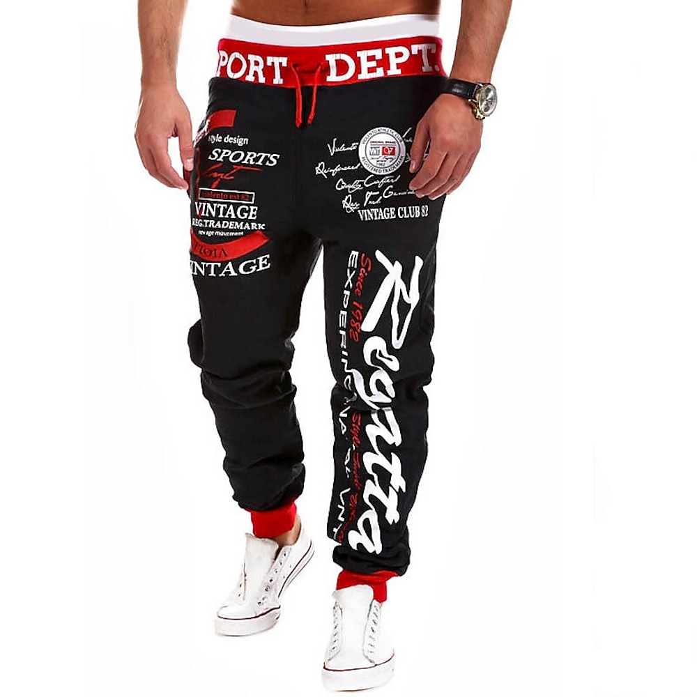 Herren Jogginghose Trainingshose Jogginghose Jogger Hose Hosen Elastische Taille Buchstabe Grafik-Drucke Sports Outdoor Freizeitskleidung Brautkleider schlicht HipHop Grau Blau Schwarz Blau Hoher Lightinthebox