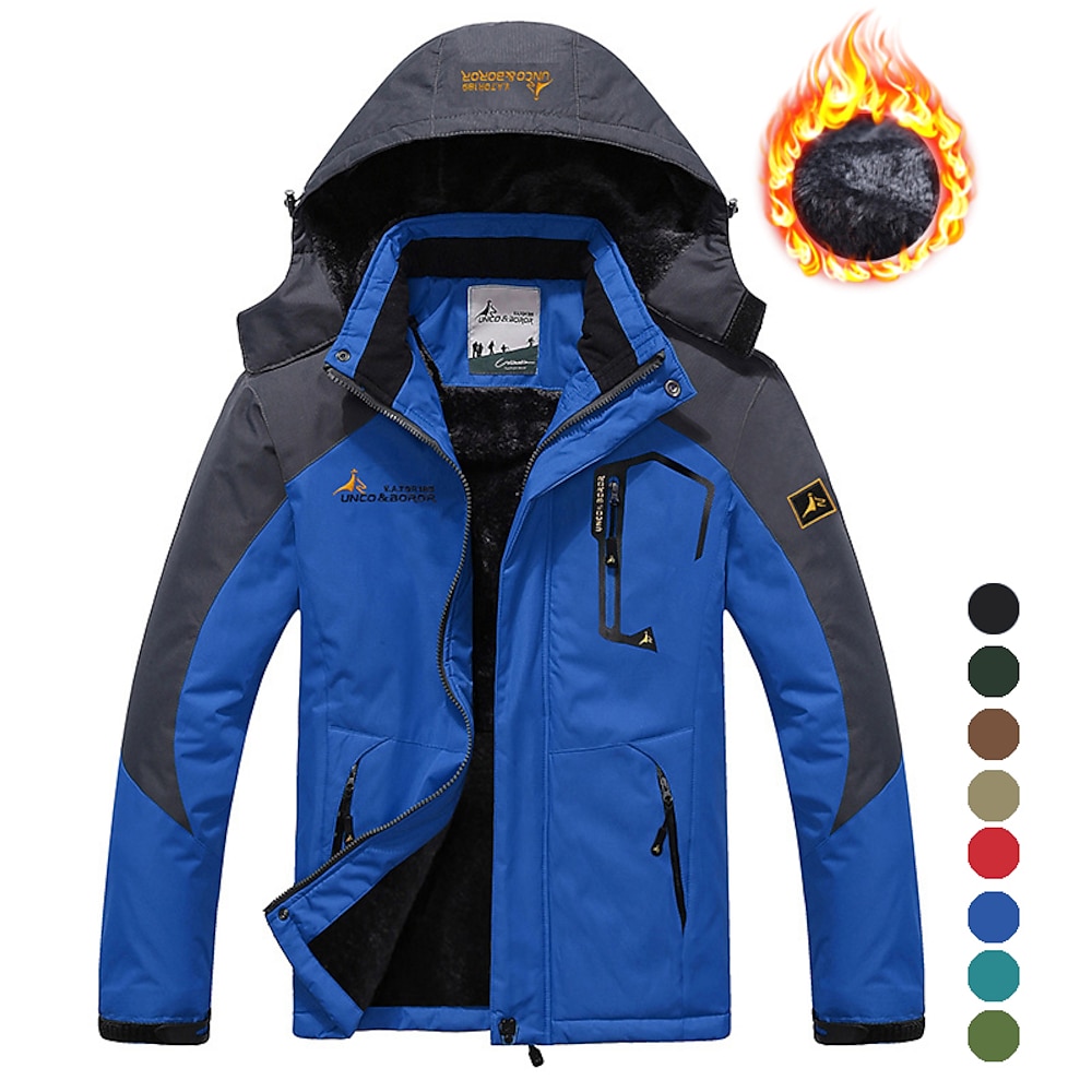 Herren Skijacke Gorpcore Softshell Fleecejacke wasserdichte Regenjacke Winter Outdoor thermisch warm winddicht Windjacke Trenchcoat Top Oberbekleidung Skifahren Camping Wandern Freizeit Denim Blau Lightinthebox