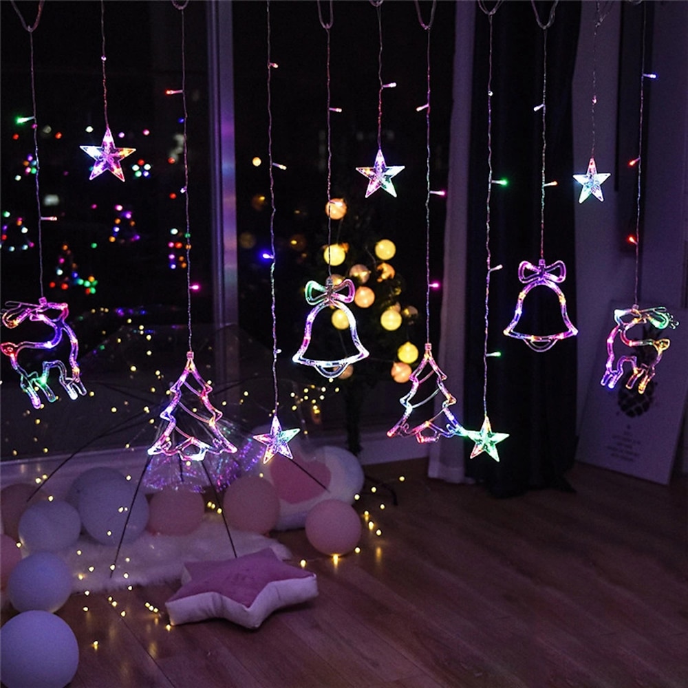 led deer bells fee vorhang licht weihnachtsgirlande string flexible lichter im freien innen für zu hause hochzeit neujahr weihnachten dekor beleuchtung ac220v 230v 240 eu stecker Lightinthebox