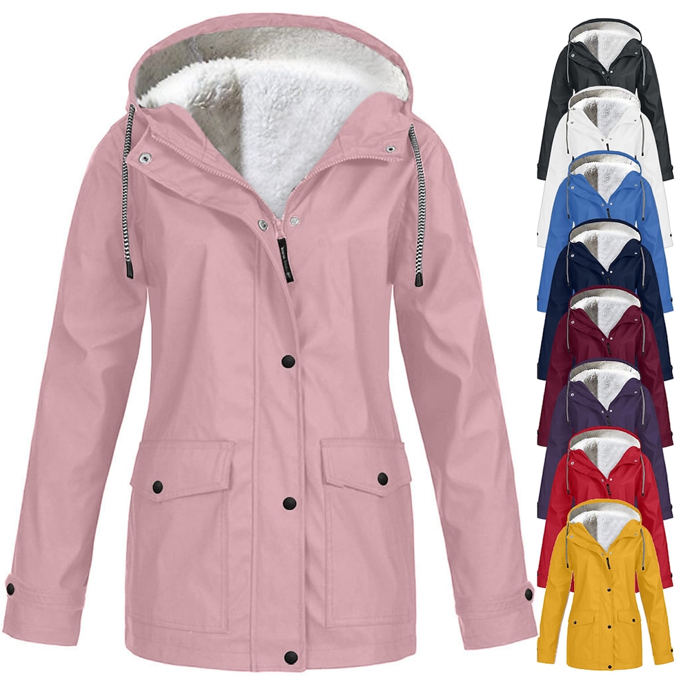 Damen Regenjacke Regenmantel Wandern Fleecejacke Winter Outdoor warm wasserdicht winddicht Fleece Kapuzenparka Oberbekleidung Windjacke Trenchcoat Top Full Zip Skifahren Angeln Casual Lightinthebox